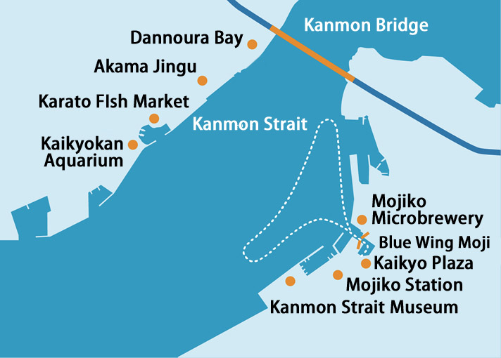 門司港レトロクルーズのルート図